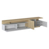 Meuble TV moderne 210 cm blanc brillant/chêne chopin Sorvan