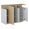 Buffet haut moderne 130 cm blanc brillant/chêne chopin Sorvan