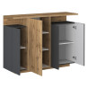 Buffet haut moderne 130 cm anthracite mat/chêne wotan Sorvan