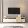 Meuble TV moderne 210 cm blanc brillant/chêne chopin Sorvan