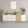 Buffet/bahut moderne 210 cm blanc brillant/chêne chopin Sorvan