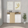 Buffet haut moderne 130 cm blanc brillant/chêne chopin Sorvan