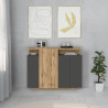 Buffet haut moderne 130 cm anthracite mat/chêne wotan Sorvan