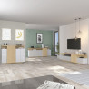 Buffet haut moderne 130 cm blanc brillant/chêne chopin Sorvan