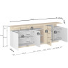 Buffet/bahut moderne 210 cm blanc brillant/chêne chopin Sorvan