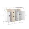 Buffet haut moderne 130 cm blanc brillant/chêne chopin Sorvan
