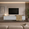 Meuble TV moderne 210 cm blanc brillant/chêne wotan Veltis