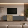 Meuble TV moderne 210 cm anthracite mat/chêne wotan Veltis
