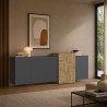 Buffet/bahut moderne 210 cm anthracite mat/chêne wotan Veltis