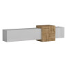 Meuble TV moderne 210 cm blanc brillant/chêne wotan Veltis