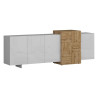 Buffet/bahut moderne 210 cm blanc brillant/chêne wotan Veltis
