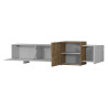 Meuble TV moderne 210 cm blanc brillant/chêne wotan Veltis