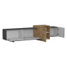 Meuble TV moderne 210 cm anthracite mat/chêne wotan Veltis