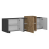 Buffet/bahut moderne 210 cm anthracite mat/chêne wotan Veltis