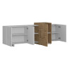 Buffet/bahut moderne 210 cm blanc brillant/chêne wotan Veltis