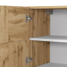 Buffet/bahut moderne 210 cm blanc brillant/chêne wotan Veltis