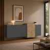 Buffet/bahut moderne 210 cm anthracite mat/chêne wotan Veltis