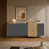 Buffet/bahut moderne 210 cm anthracite mat/chêne wotan Veltis