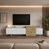 Meuble TV moderne 210 cm blanc brillant/chêne wotan Veltis
