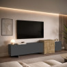 Meuble TV moderne 210 cm anthracite mat/chêne wotan Veltis