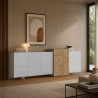 Buffet/bahut moderne 210 cm blanc brillant/chêne wotan Veltis