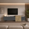 Meuble TV moderne 210 cm anthracite mat/chêne wotan Veltis