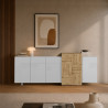 Buffet/bahut moderne 210 cm blanc brillant/chêne wotan Veltis