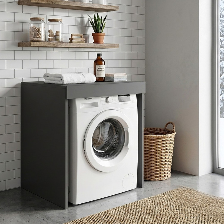 Meuble machine à laver 67 cm anthracite mat Brenna