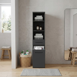 Colonne de buanderie 40 cm bac à linge anthracite mat Brenna
