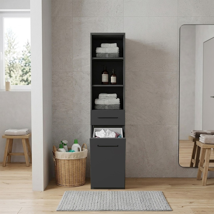 Colonne de buanderie 40 cm bac à linge anthracite mat Brenna