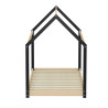 Lit cabane enfant épicéa massif noir et naturel avec sommier Douchka