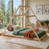 Lit cabane triangle enfant épicéa massif naturel avec sommier Refuge