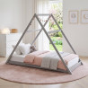 Lit cabane triangle enfant épicéa massif gris avec sommier Refuge