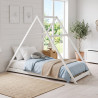 Lit cabane triangle enfant épicéa massif blanc avec sommier Refuge