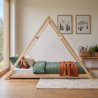 Lit cabane triangle enfant épicéa massif naturel avec sommier Refuge