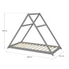 Lit cabane triangle enfant épicéa massif gris avec sommier Refuge
