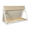 Lit cabane tipi enfant épicéa massif blanc avec toile Indiana