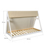 Lit cabane tipi enfant épicéa massif blanc avec toile Indiana