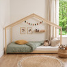 Lit cabane maison enfant épicéa massif naturel avec sommier Hameau