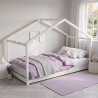 Lit cabane maison enfant épicéa massif blanc avec sommier Hameau