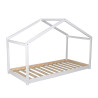Lit cabane maison enfant épicéa massif blanc avec sommier Hameau