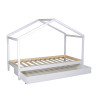 Lit cabane maison enfant épicéa massif blanc avec tiroir Hameau