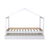 Lit cabane maison enfant épicéa massif blanc avec tiroir Hameau