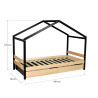 Lit cabane enfant épicéa massif noir et naturel 2 tiroirs Lucarne