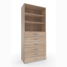 Armoire buanderie chêne 6 tiroirs/2 étagères profondeur 40 cm Jesy