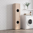 Armoire &agrave; linge sale 2 paniers ch&ecirc;ne clair profondeur 40 cm Jesy