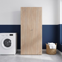Armoire buanderie chêne clair avec serrure profondeur 40 cm Jesy