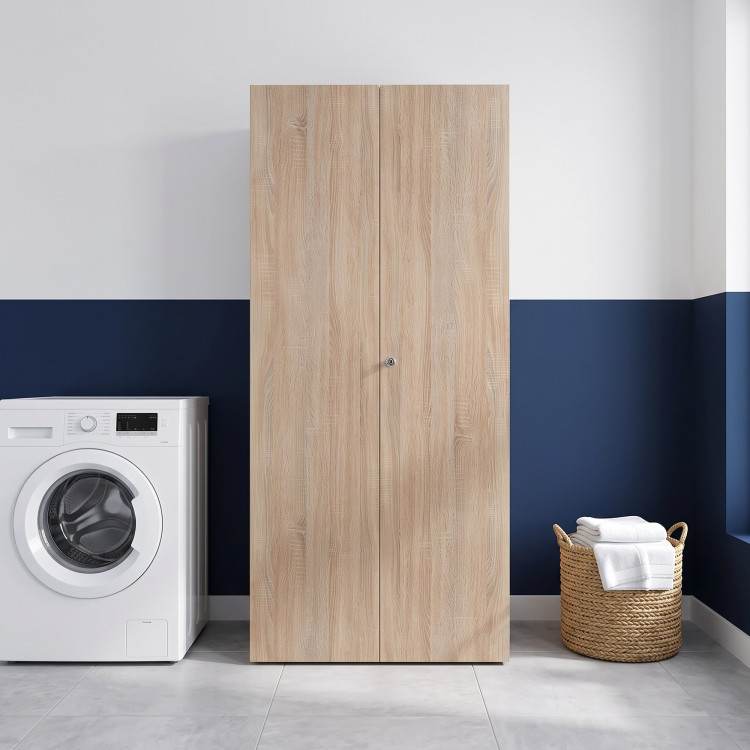 Armoire buanderie chêne clair avec serrure profondeur 40 cm Jesy