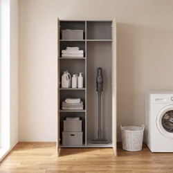 Armoire buanderie chêne clair 2 compartiments profondeur 40 cm Jesy