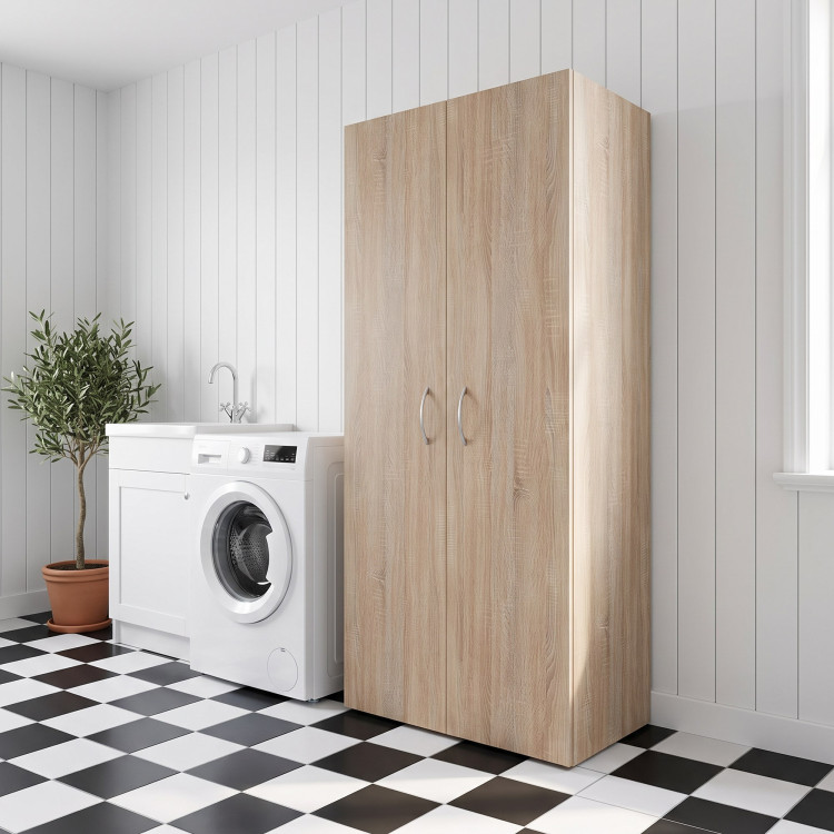 Armoire buanderie chêne clair 6 étagères profondeur 40 cm Jesy